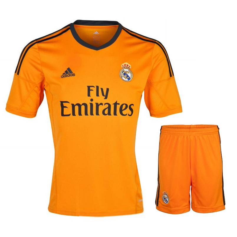 13-14 Real Madrid Away Orange Whole Kit(Shirt+Shorts+Socks)